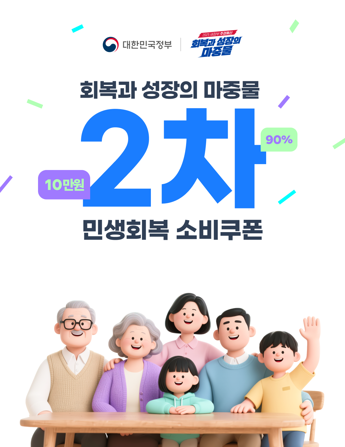 회복과 성장의 마중물 2차 민생회복. 소비쿠폰 우리카드가 함께 합니다. (10만원/90%)